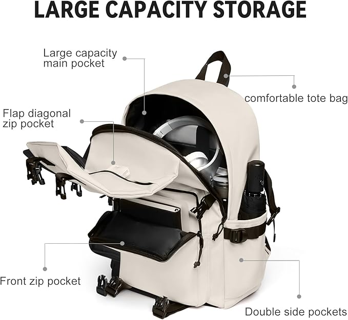 coowoz Casual Daypack Large upgraded version College Laptop Backpack for Men Women Water Resistant Lightweight School Bag Travel Rucksack for Sports High School Middle Bookbag for girls Size L(Khaki)