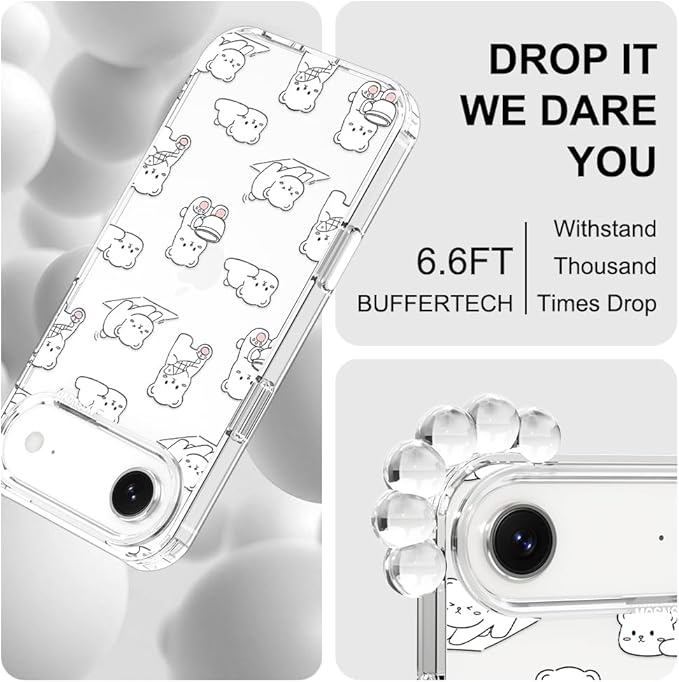MOSNOVO for iPhone Air Case, Shockproof Military-Grade Protection 6.6ft Drop Tested, Camera Control, Clear Phone Case for iPhone 17 Air, Cozy Bear Days Design