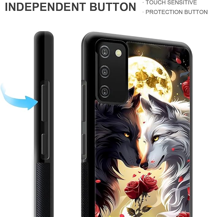 for Samsung Galaxy S20 FE Case, Black White Wolf Moon Flower Rose Pattern Graphic Design Girl Boy Soft Silicone Hard Acrylic Shock Protection for Samsung Galaxy S20 FE