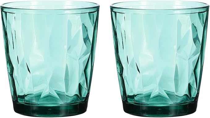 uxcell 10oz Acrylic Drinking Glasses, 2Pcs Plastic Reusable Tumblers Drinkware Unbreakable Water Glasses Cups Stackable & Dishwasher Safe for Home Outdoors Restaurant, Cyan