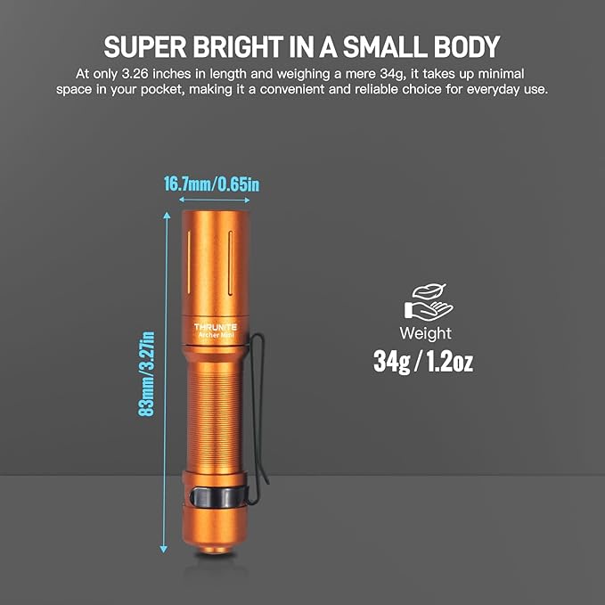 ThruNite Archer Mini Pocket EDC Pen Flashlight, USB-C Rechargeable Mini LED Flashlights, 405 Lumens Slim Pen Light with Clip for Inspection, Everyday Carry and Emergency Use