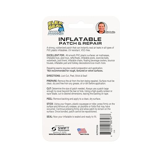 Flex Seal Patch & Repair Kit for Air Mattresses, Rafts, Pool Toys - 2 Clear Patches, Smooth PVC