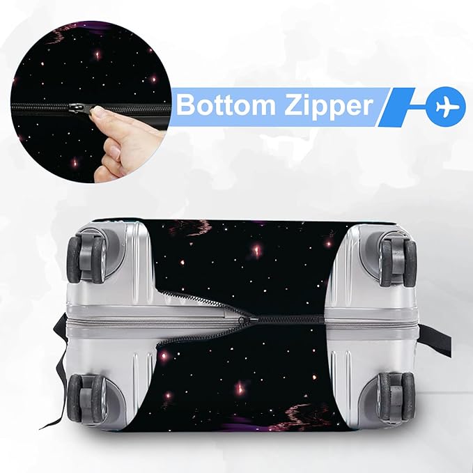 ANNA QUEEN Cosmic Purple Saturn Luggage Cover-Stretchable,Water Resistant & Durable Suitcase Protector,Universal Washable Fit for 20-22 Inch Checked Baggage