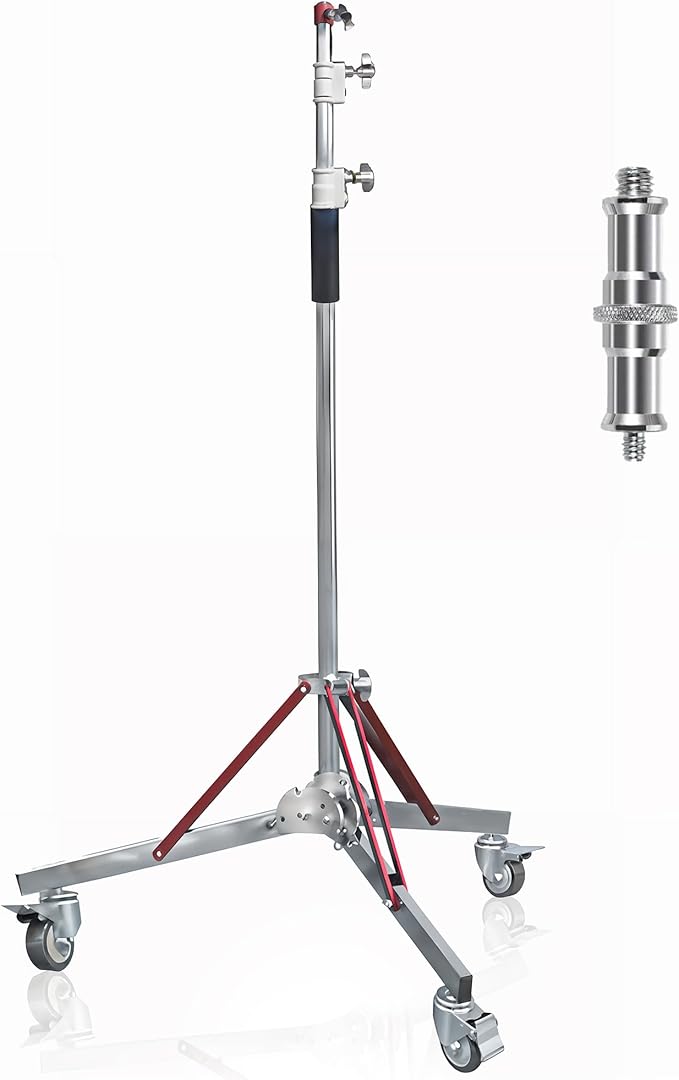 Kate Heavy Duty 10.8ft Light Stand with Casters, Adjustable Reinforced Stainless Steel Light Stand Tripod with 3 Wheels for Professional Studio Photography for Softbox, Monolight, Reflector