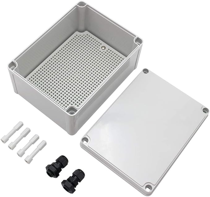 MAKERELE Watertight Outdoor Plastic Junction Box 7.87”5.90”3.94” (200150100mm) IP67 Electronics Projects Junction Waterproof Case with 2 NPT 3/8” Glands