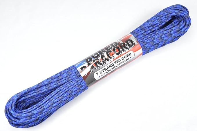BORED? PARACORD! 550 lb Paracord – Ideal for Crafting, DIY Projects, Camping, Military & Active Outdoors – 300+ Colors – Tactical Parachute Cord Type III – Strong - Denim 50 Feet