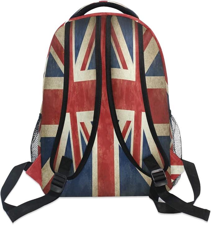 Backpacks UK British Flag School Bag Student Bookbag Adjustable Shoulder Bags Laptop Rucksack Travel Hiking Camping Daypack for Teens Girls Boys Women Men