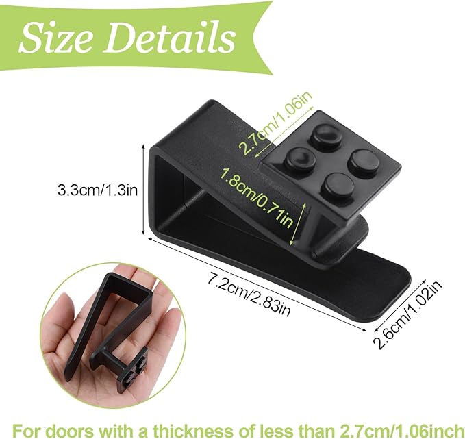 6Pcs Over Cabinet Door Hooks Plastic Over The Door Single Hook Space-Saving Hanger Extender Clips Multi-Purpose Hook for Kitchen Bathroom Bedroom(Black)