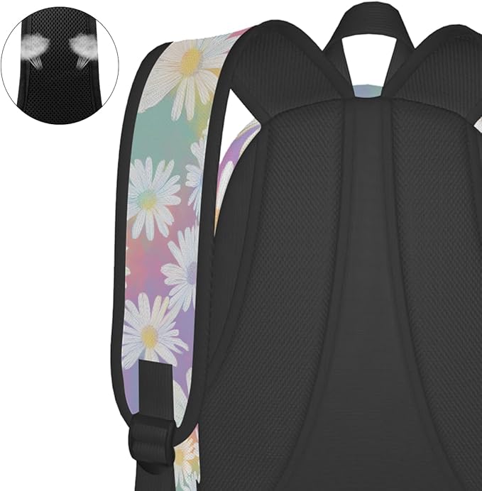 cfpolar 17 Inch Backpack Cute Daisy Flower Laptop Bag Shoulder Bag School Bookbag Casual Daypack For Boys Girls,A-10