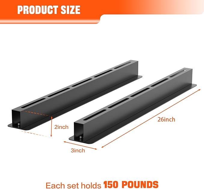TORACK Garage Ceiling Bin Storage Rack, Adjustable Heavy Duty Overhead Tote Storage Rails(for 6 Bins, Bins are not included)