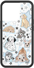 Wildflower Cases - Compatible with iPhone 13 Pro | Protective Black Bumper, 6.5ft Drop Test Certified, Women Owned Small Business | Blue, Dogs, White, Animals, Trendy, Cute | Puppy Party