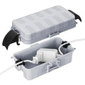 FLEMOON IP55 Outdoor Electrical Box Waterproof with Detachable Awning Covers, 8.3 x 4.1 x 3.7 inch Weatherproof Extension Cord Cover, Easy Installation for Plug, Outlet, String Lights, Light Gray