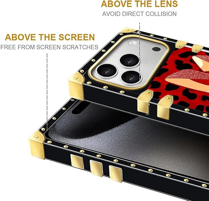 for iPhone 17 Pro Max Case Luxury Golden Decoration for Girl Women Soft TPU Shockproof Protective Hard PC Back for iPhone 17 Pro Max Crazy Pattern Elegant High Heels