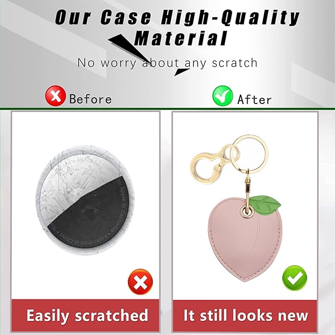Leather Keychain Holder Case Compatible with AirTag,Cute air tag Cover with Keychain Ring,GPS Tracker Case for Keys