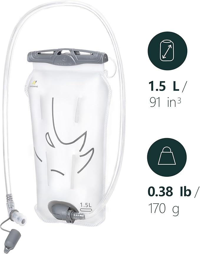 N NEVO RHINO Hydration Bladder 1.5L,Water Bladder for Hiking Backpack Leak Proof Water Storage Bladder,BPA Free,Wide Opening Water Pouch Hydration Pack for Camping Cycling Running