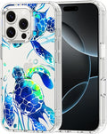 MOSNOVO Case for iPhone 16 Pro, [Buffertech 6.6ft Military-Grade Drop Protection] [Anti Peel Off Tech] Clear TPU Bumper Phone Case Cover Design - Sea Turtles