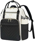 KROSER Laptop Backpack 17" Stylish Backpack Water Repellent College Casual Daypack Travel Business Work Bag for Men/Women-Beige/Black