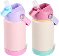 Kerilyn 12oz Kids Water Bottle 2 Pack, Stainless Steel Insulated Water Bottle Bulk, Toddler Cups with Straws Leak-Proof, Kids Water Bottles for School Boys Girls, BPA Free, 2 Piece Set Berry Couple