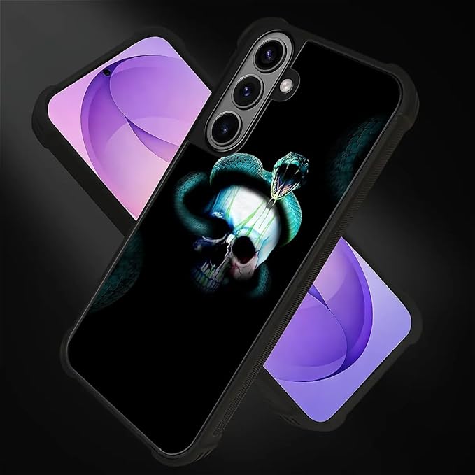 for Samsung Galaxy S26 Case,Graphic Design for Girl Boy Soft Silicone Hard Acrylic Shock Protection Designed for Samsung Galaxy S26 Skeleton Winding Snake Pattern