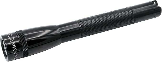 MagLite Mini LED 2-Cell AA Flashlight – High-Powered Compact LED Light with Multi-Mode Function, Water-Resistant Aluminum Build, Adjustable Beam, Includes Batteries & Holster – Black