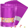 5.9"x8.6" 120pcs Mylar Bags for Food Storage,Smell Proof Bag with Matte Window Resealable Food Storage Bags for Small Business, Stand-up Foil Pouch Packaging Freeze Dried Candy Bag（Purple）