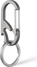 TISUR Titanium Carabiner Keychain Clip, Anti-Lost Key Ring Holder, Self-Locking Metal Gate Clip Key Chain Bottle Opener for Men Women