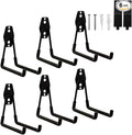 Garage Hooks Heavy Duty, 6 Pack Medium Square Steel Garage Storage Hooks with Anti-Slip Coating, Multi-Purpose Ladder Hooks for Hanging Garden Tools, Hoses, Bikes and Folding Chairs (Black)
