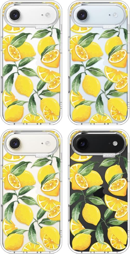 MOSNOVO for iPhone Air Case | Military Grade 6.6ft Drop Tested | Camera Control | Clear with Lemon Design