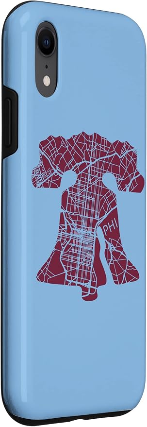 Philadelphia Street Map Liberty Bell Vintage Maroon Philly Case for iPhone XR
