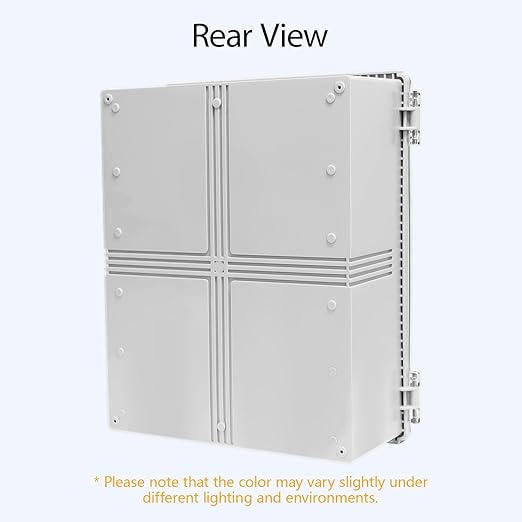 LeMotech Electrical Box, IP67 Waterproof Hinged Clear Cover Stainless Steel Latch Junction Box, ABS Plastic Electrical Enclosure with Mounting Plate,Wall Brackets, Cable Glands,19.6"x15.7"x7.8",Grey