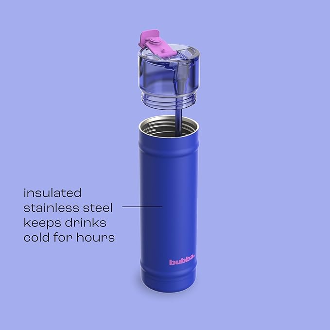 bubba 24 oz Dualsip Insulated Stainless Steel Water Bottle with Straw - Reusable, Leakproof, Lightweight, Dishwasher Safe, Lead-Free and BPA-Free, Ocean Energy