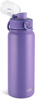 GOPPUS Insulated Water Bottle 20oz Stainless Steel BPA-Free Sports Bottle Ideal for School and Travel Silicone Spout Lid Prevents Leaks, Sweat, and Dust (purple)