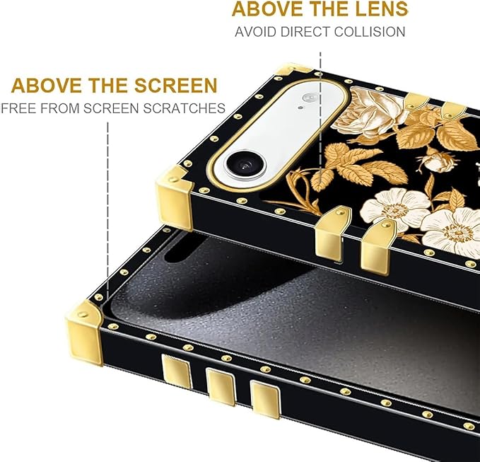 for iPhone 17 Air Case Luxury Golden Decoration for Girl Women Soft TPU Shockproof Protective Hard PC Back for iPhone 17 Air Crazy Pattern Blooming Rose Golden Flower