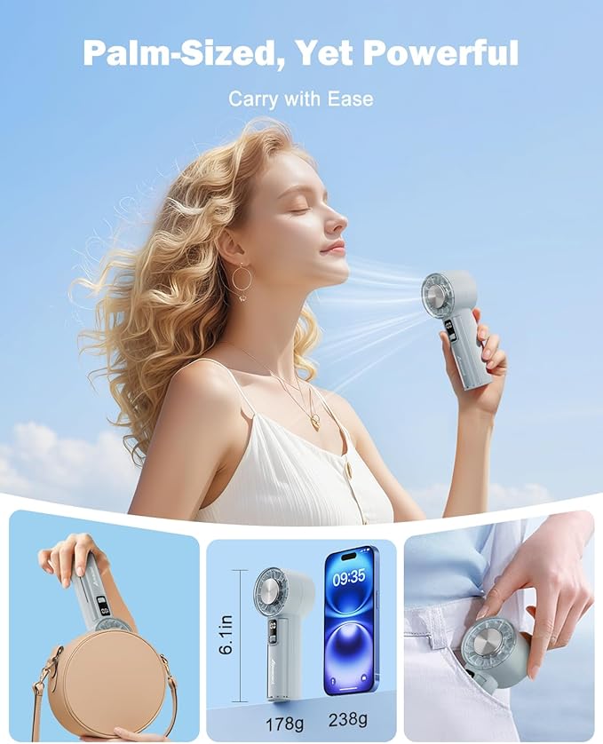 AMACOOL Handheld Fan with Ice Cooler, Mothers Day Gifts for Mom Her Women Girl, Mini Portable Cooling Fan, Small Yet Powerful, Personal Hand Fans for Men Travel Essentials Beach Outdoor Makeup