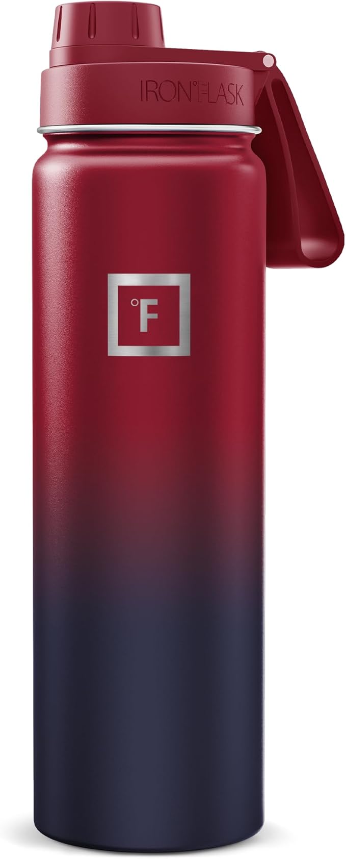 IRON °FLASK Camping & Hiking Hydration Flask with Spout, Wide Mouth Insulated Stainless Steel Sports Water Bottle - Dark Rainbow 24 oz - Spout (1 Lid)