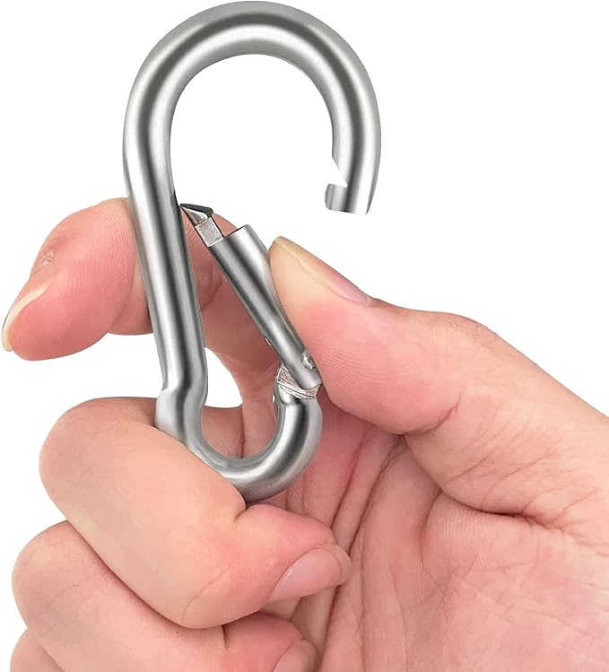 Locking Carabiner Clips, Stainless Steel Spring Snap Hook Locking Carabiner Heavy Duty - 304 Premium Stainless Steel Thumb Screw Carabiner Clip