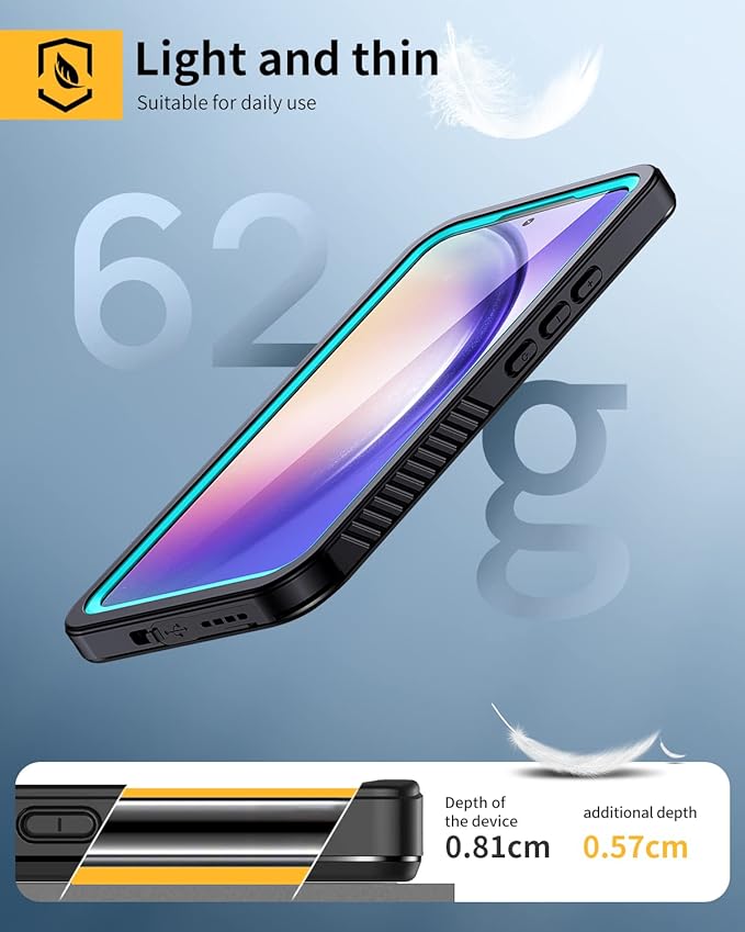 Lanhiem for Samsung A54 5G Case, Galaxy A54 5G Case, IP68 Waterproof Dustproof Cover with Screen Protector, Heavy Duty Full Body Protective Phone Case for Samsung Galaxy A54, Blue/Clear