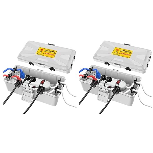 NineLeaf [2 Pack] Outdoor Electrical Box Waterproof, Medium Weatherproof Electrical Box (10.3x5.9x3.7 inch), Extension Cord Cover for Power Strip, Timer, Plug, Christmas Light, Grey