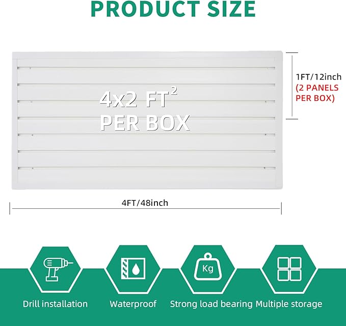 FRAYSCENT Slat Wall Paneling Garage Slat Wall Storage Systems Slatwall Panels Power Tool Organizer Wall Mount, PVC Garage Storage & Organization Products Slate Board (White, 4ft x 2ft)