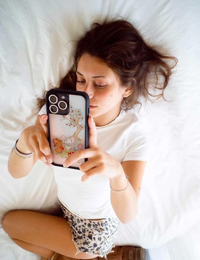 Wildflower Cases - Compatible with iPhone 13 Pro | Protective Black Bumper, 6.5ft Drop Test Certified, Women Owned Small Business | Animals Picnic Dainty Aesthetic Cute Trendy | Mice Friends