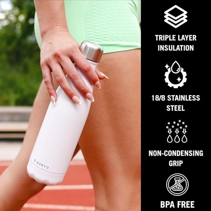Best in Class Triple-Walled Insulated Stainless Steel Water Bottle, Keeps your Drinks Cold for up to 24 Hours and Hot for up to 12 Hours, Leak Proof, Make a Difference in the World, White, 17oz
