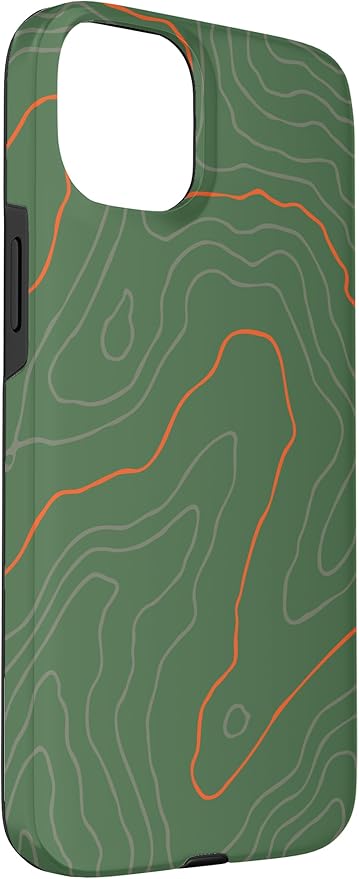 Backcountry Topo Guide Orange Lines Topographical Map Case for iPhone 15 Plus