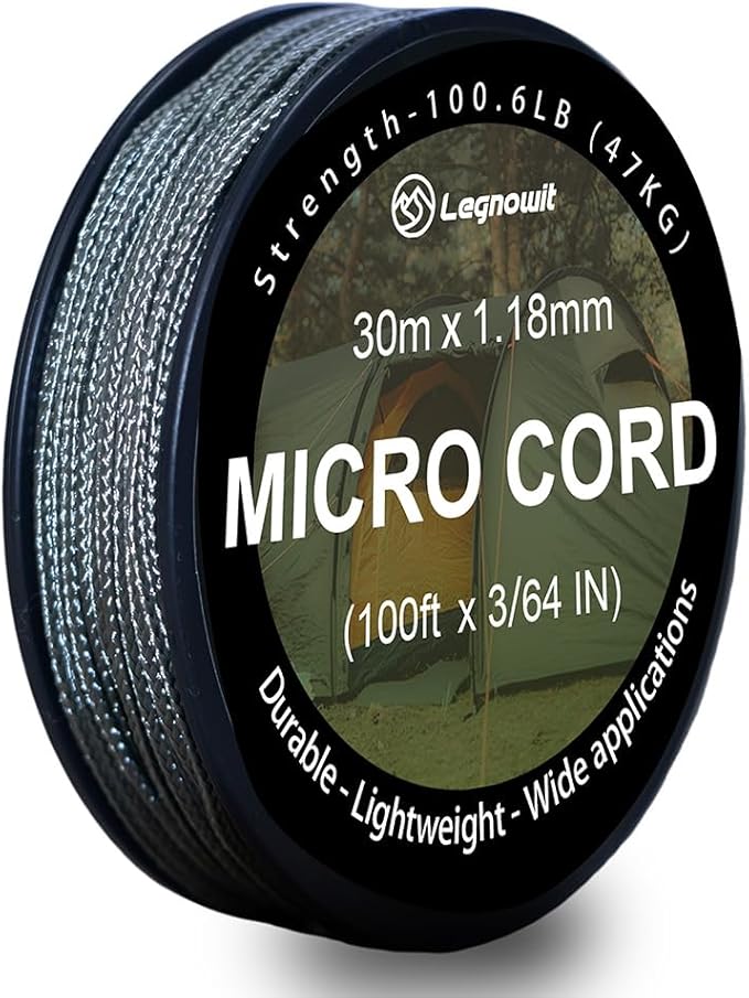 Micro Paracord, 1.18mm x 100ft Thin Mini Utility Braided Small Paracord for Crafting, DIY Project, Camping and More