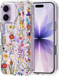 MOSNOVO for iPhone 17 Case | Military Grade 6.6ft Drop Tested | Camera Control | Clear with Wildflower Meadow Design