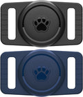 GOCII for Airtag Dog Collar Holder 2 Pack,Waterproof Dog Collar Holder for Apple AirTag(Gen 1 & 2),Silicone Air Tags Case for Dog Collars(Navy&Black)