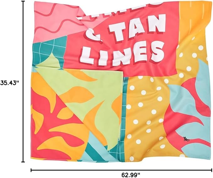 Dock & Bay Beach Towel - Quick Dry, Sand Free - Compact, Lightweight - 100% Recycled - Includes Bag - Good Times & Tan Lines - Large (160x90cm, 63x35)