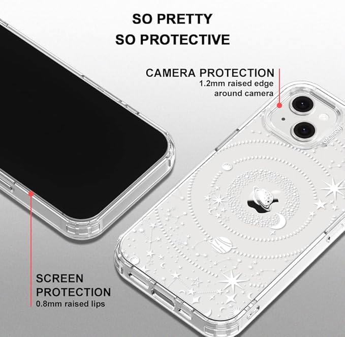 MOSNOVO for iPhone 13/14 Case | Military Grade 6.6ft Drop Tested | Clear with Galaxy Design
