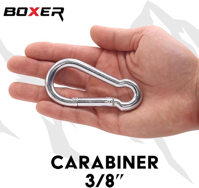 BoxerTool Heavy Duty Spring Snap Hooks 4Inch, 3/8" 20 Pack - Multipurpose Carabiner Clips for Swing, Large Steel Chain Quick Links Safety Buckle Connector for Hammock Fitness Gym Outdoor Boating
