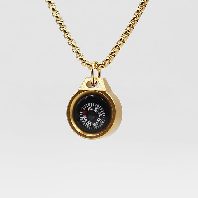 Engraved Compass Necklace, Navigation Compass Necklace for Women Men Best Friends, Fashion Festival Gift Wrap