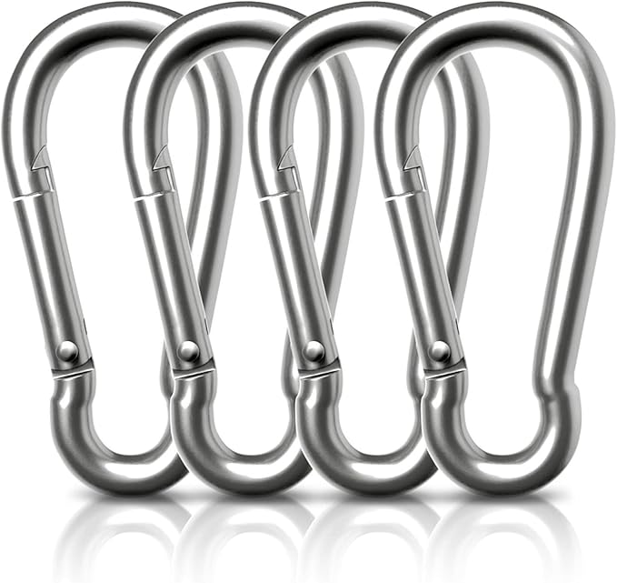 AUTMATCH Carabiner Clips, 3" Spring Snap Hook Caribeener Clips Buckle Heavy Duty Locking Carabiners Chain Quick Links, 4 Pack